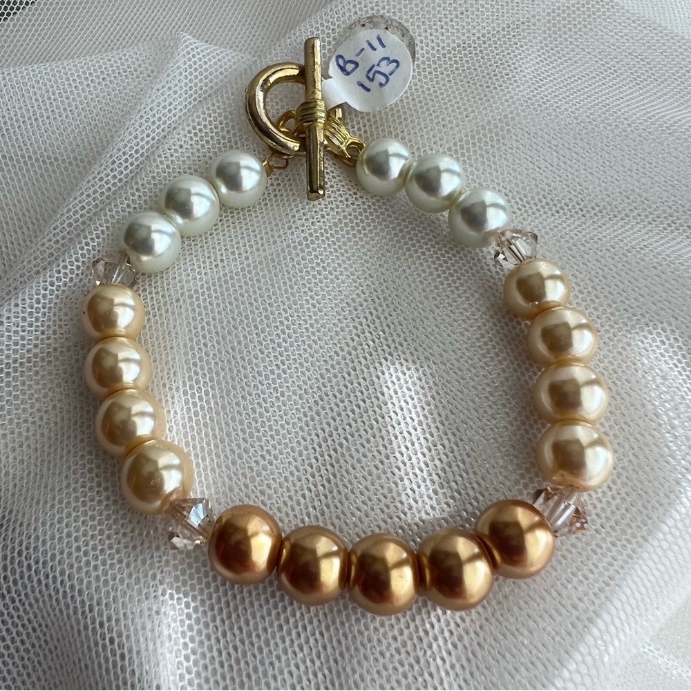 Swarovski Elements Metallic Bronze Faux Pearl Bracelet Handmade NWT - Picture 16 of 17